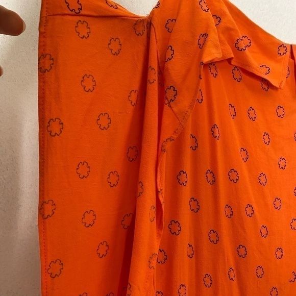 NWT Urban Outfitters Ooh La La Linen Side-slit Orange Summer Romper Dress - Picture 5 of 12